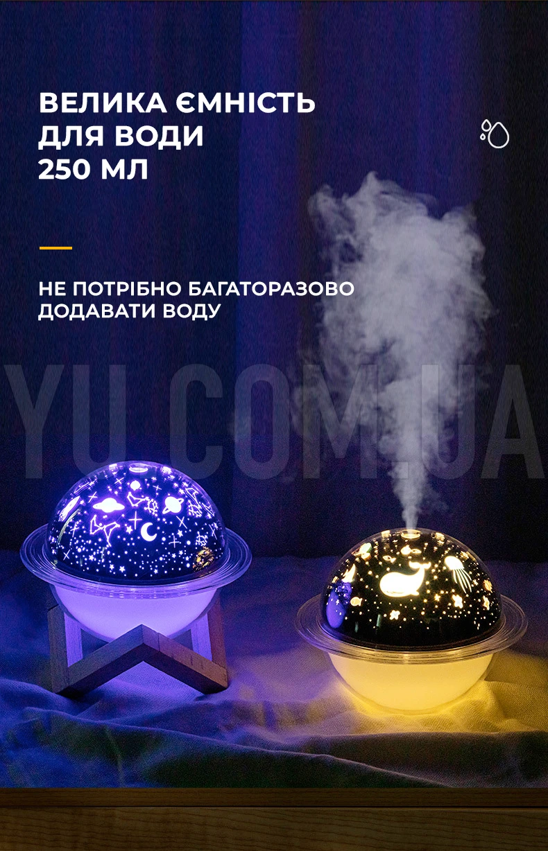Проекційний зволожувач повітря зоряне небо 250мл - проектор RGB нічник світильник Проекційний зволожувач повітря зоряне небо 250мл - проектор RGB нічник світильник